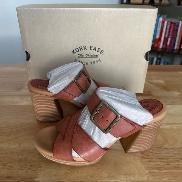 Kork Ease Women’s Hesperia Block Heel Slide Rust Apache Size 8M NIB - Picture 4 of 12